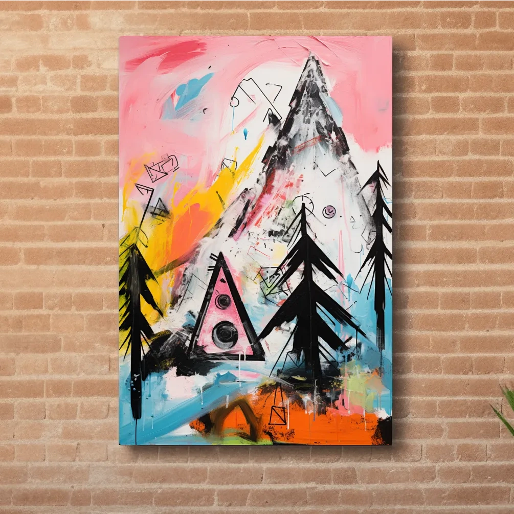 Abstract colorful mountain painting