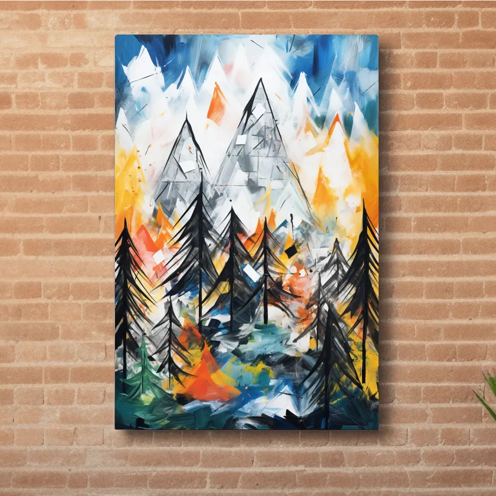 Abstract alpine mountain scene painting