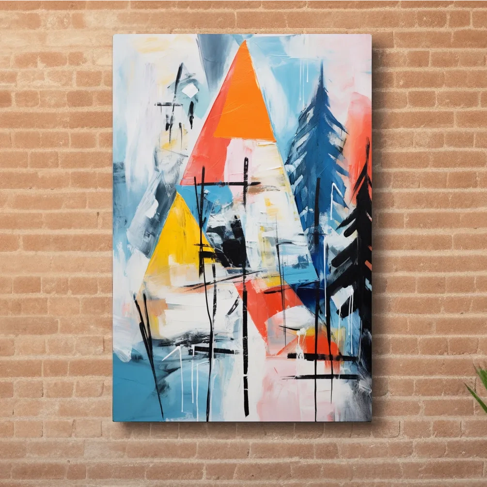 Abstract dripping mountain painting