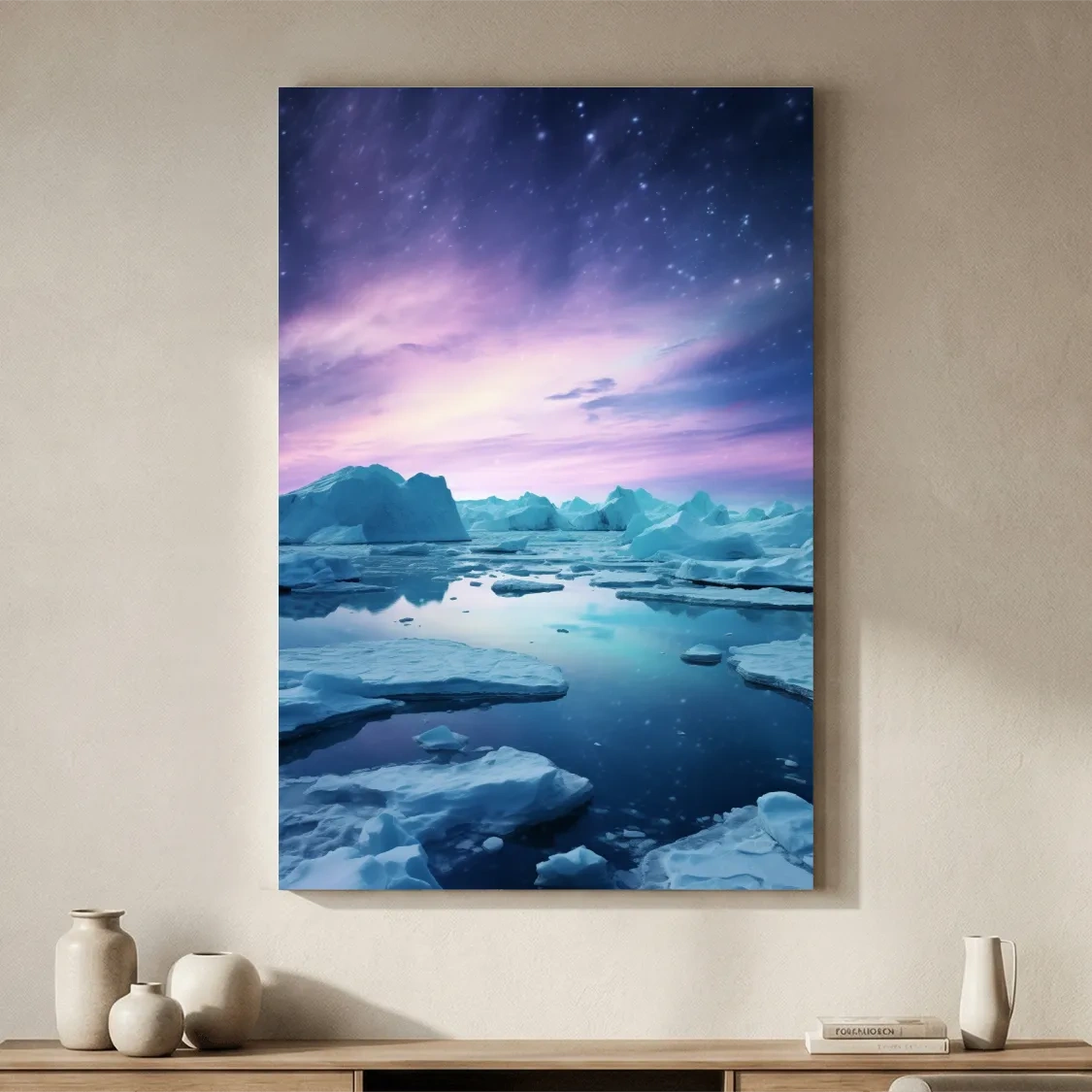 Ethereal Arctic Iceberg Aurora Sky - Dreamy Polar Northern Lights Wall Art