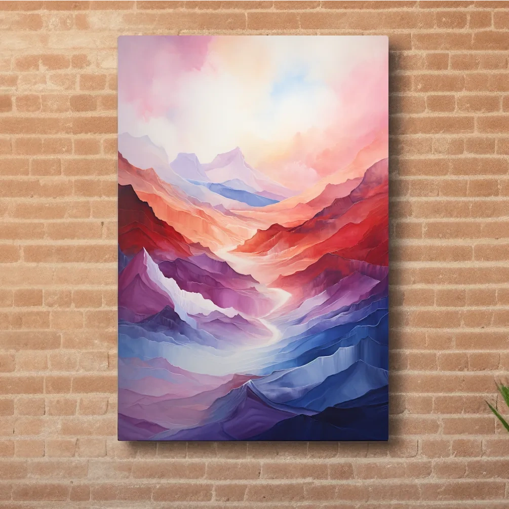 Abstract art, colourful mountainous valley