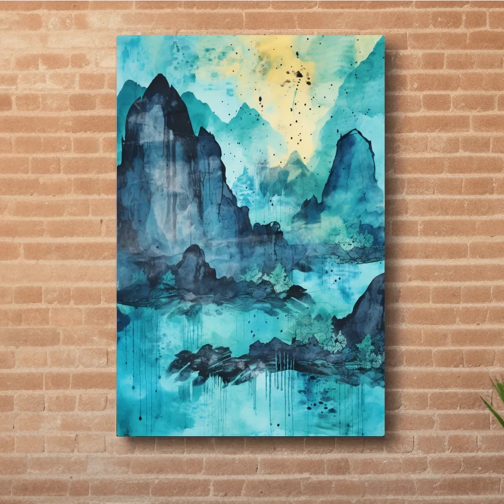 Abstract Mountain Lake Watercolor - Landscape Wall Art