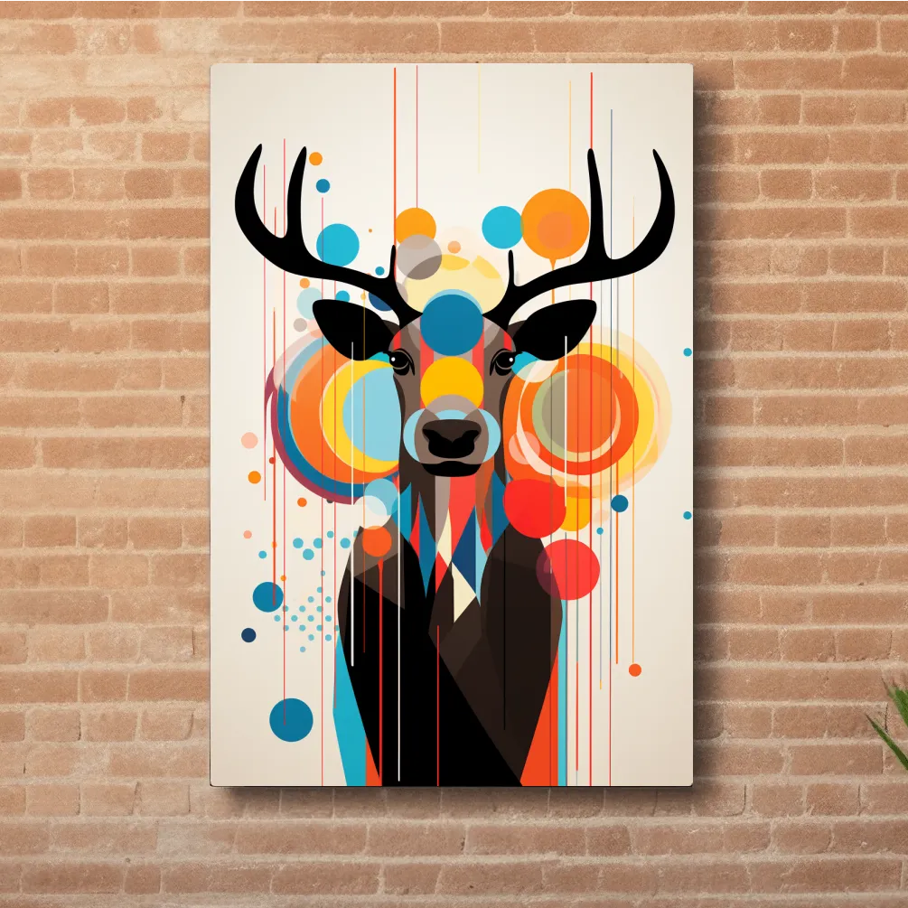 Abstract deer illustration, mid century style art
