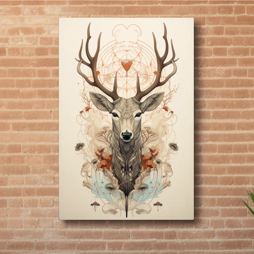 Ornate floral illustration of an elegant deers head