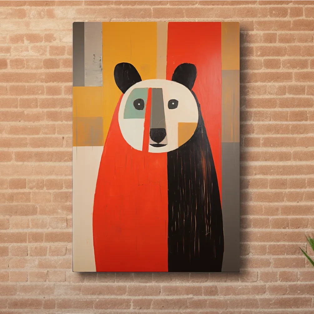 Quirky simplistic painting of a bear on wood