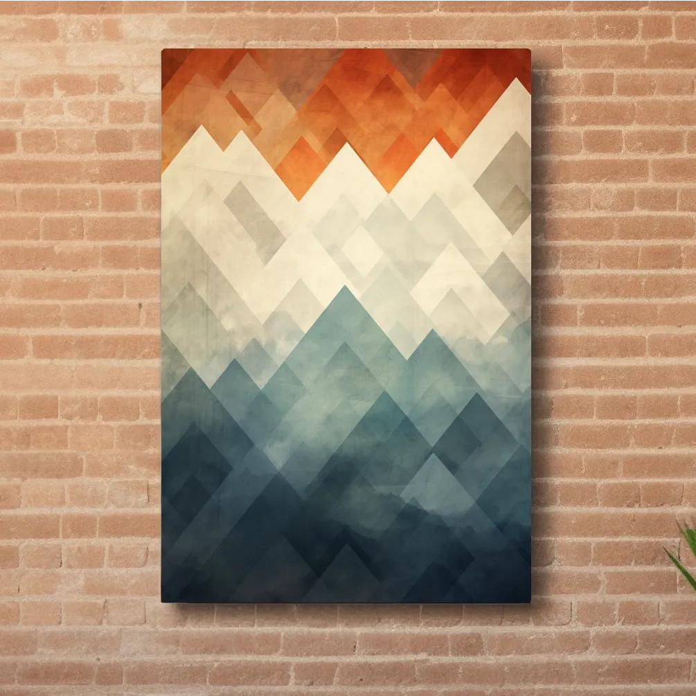 Mid century art, triangular mountain patterns