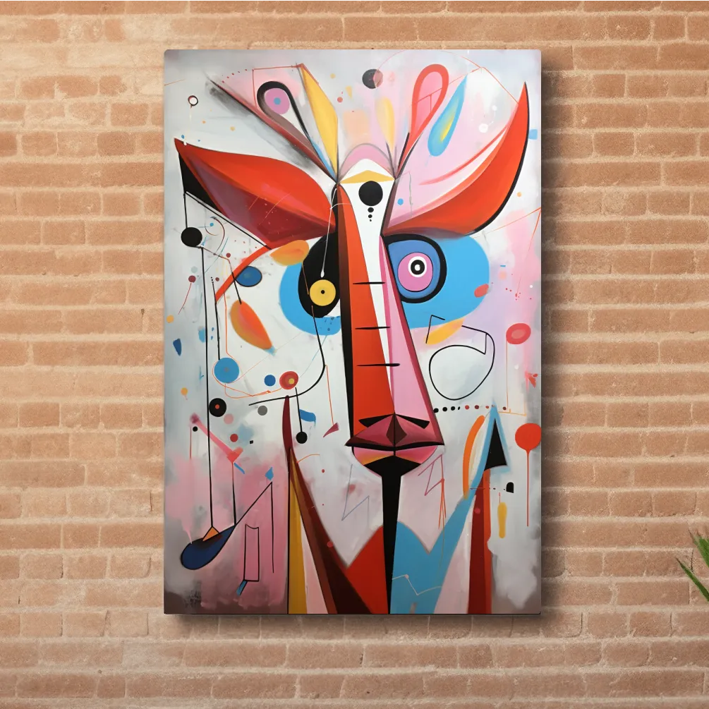 Quirky abstract painting of a deers head