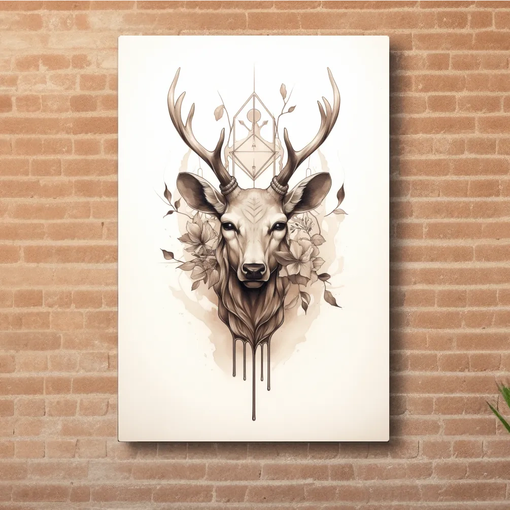 Minimal illustration of an ornate deers head