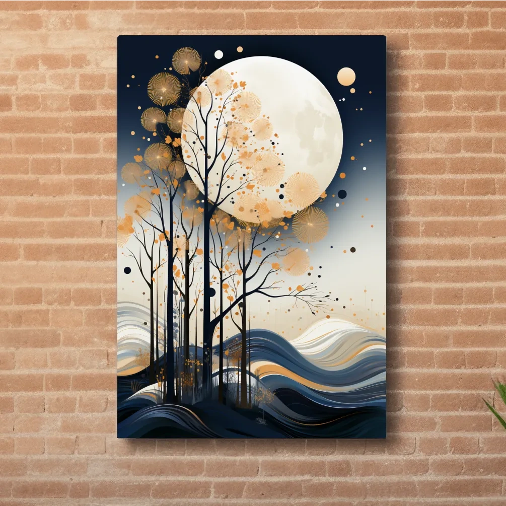 Elegant illustration of a forest under the night sky