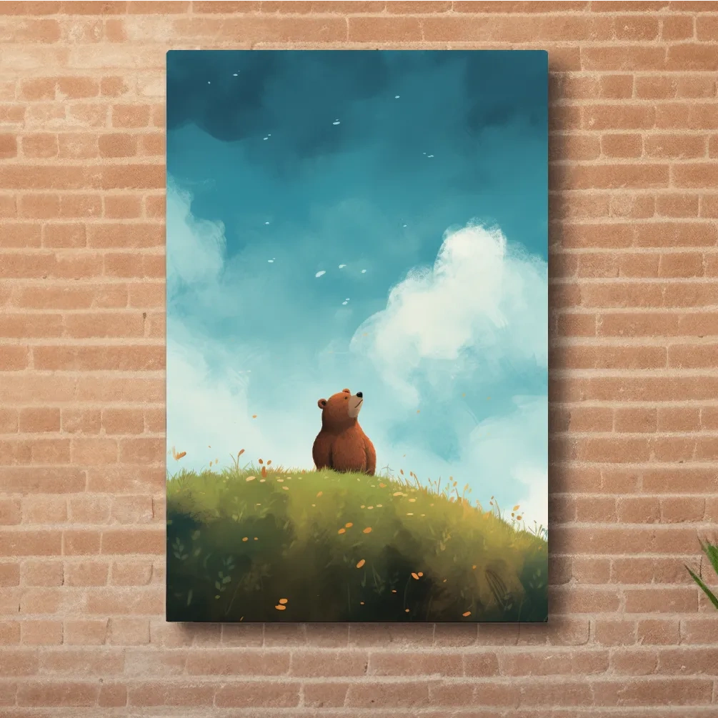 Illustation of a cute bear gazing into the sky