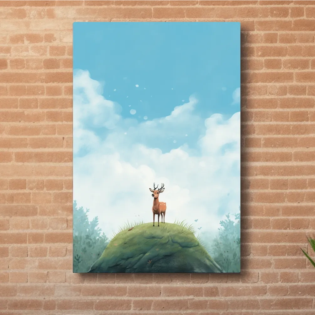Bright illustration artwork of a cute deer