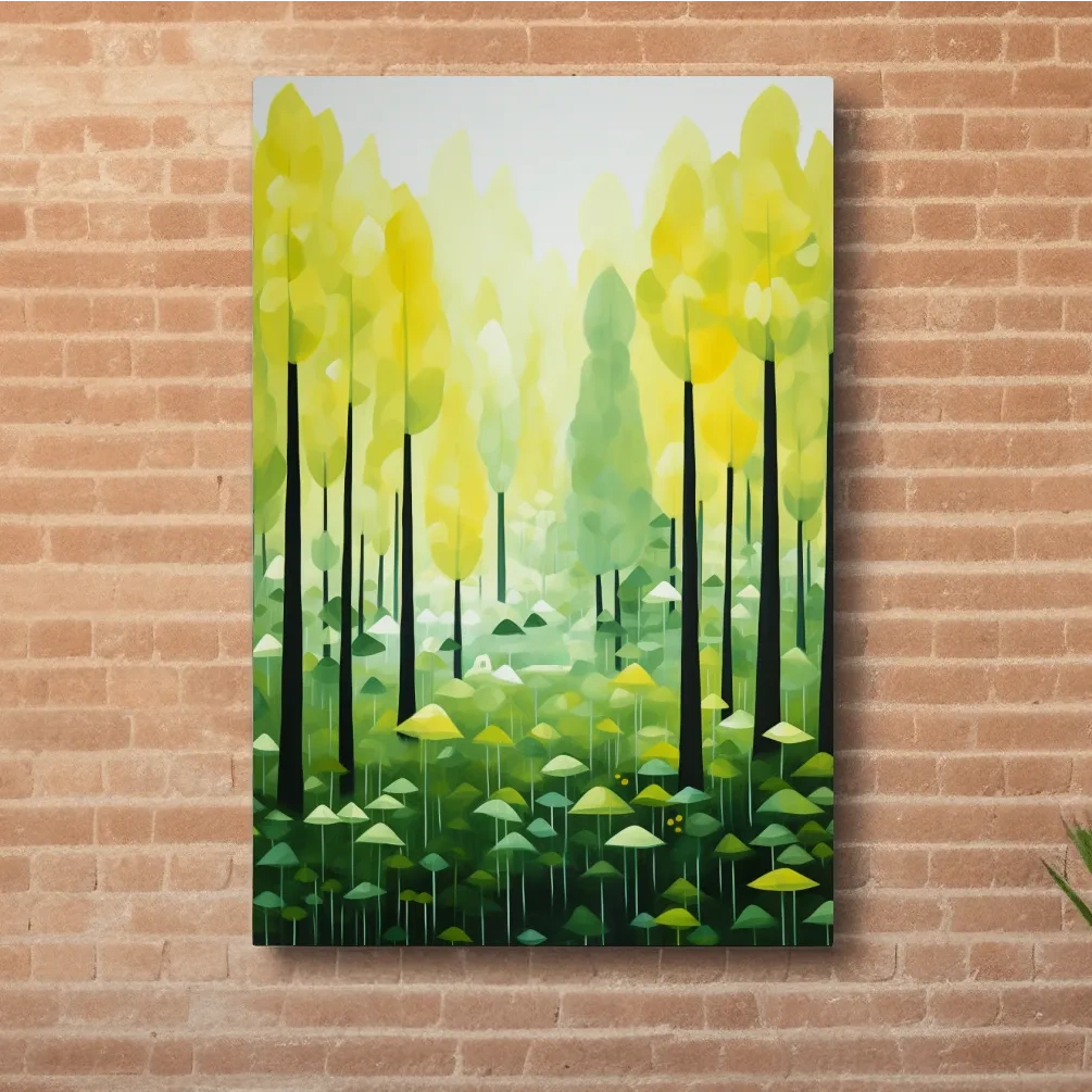 Sunlit Abstract Forest Canopy Painting - Storybook Woodland Wall Art