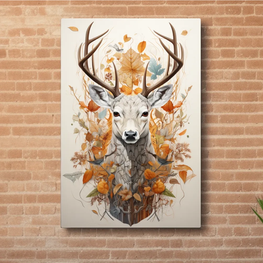Ornate deer head, coat of arms emblem style artwork