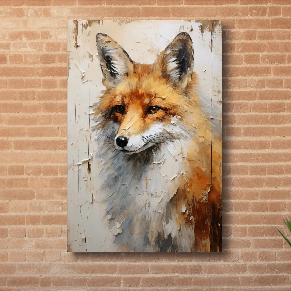 Textured Fox Portrait Painting - Rustic Wildlife Wall Art