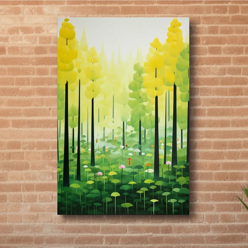 Happy storybook illustration of a surreal forest