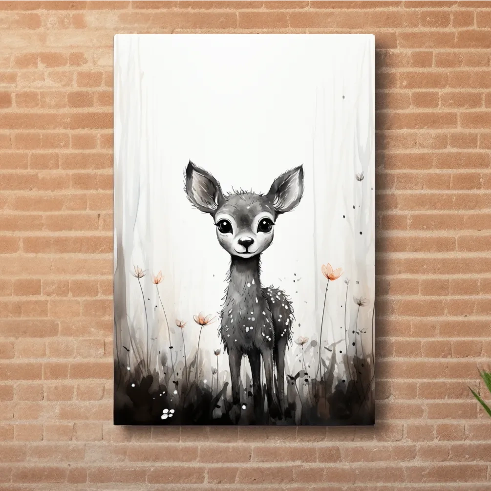 Cute Deer Fawn Watercolor Illustration - Whimsical Woodland Nursery Wall Art