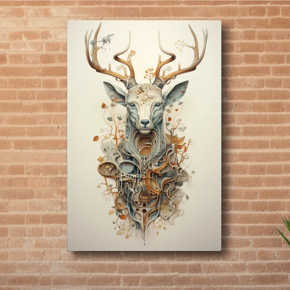 Trippy ornate floral deer head art