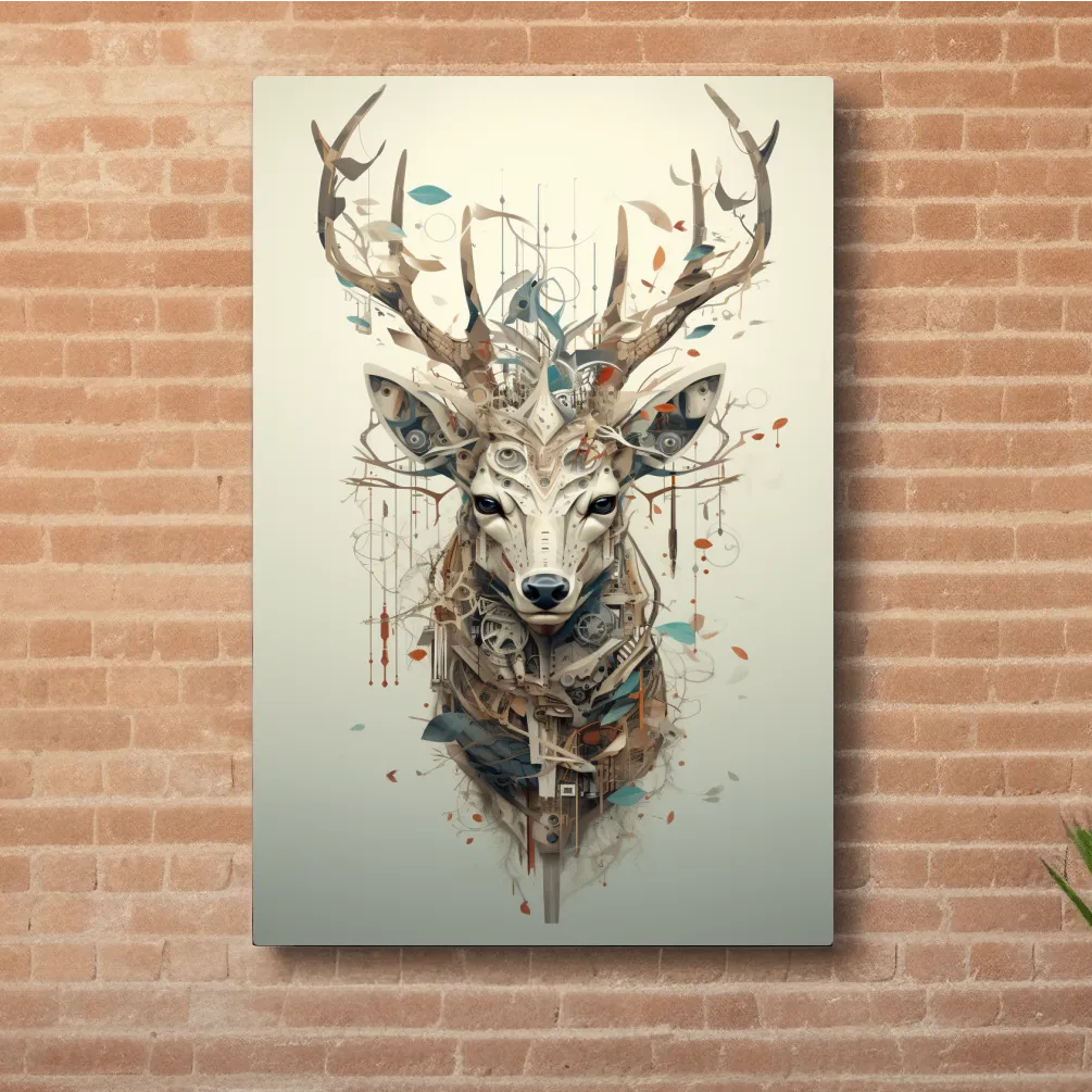 MC Escher style deer head collage art