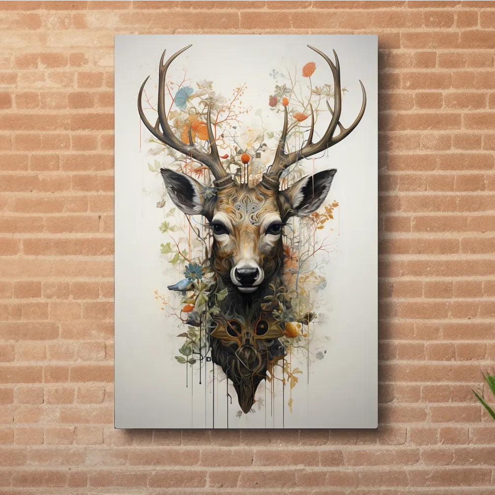 Elegant floral deer head art