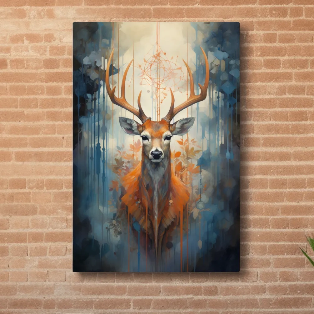 Abstract painting of a majestic deer head