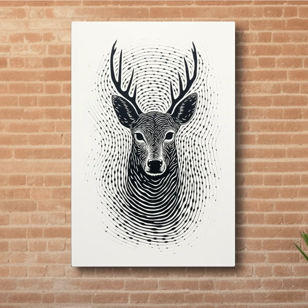 Abstract fingerprint swirling art drawing of a deer head