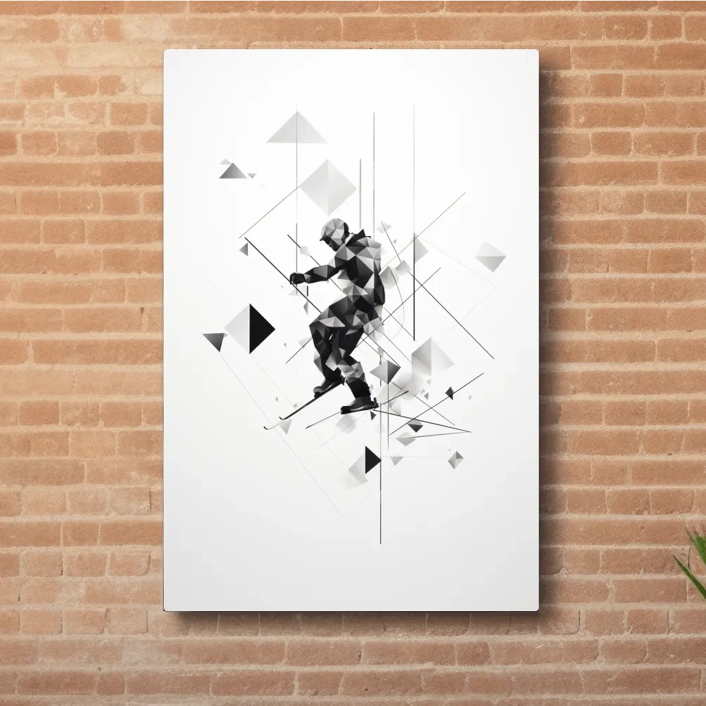 Abstract geometric painting of a skier