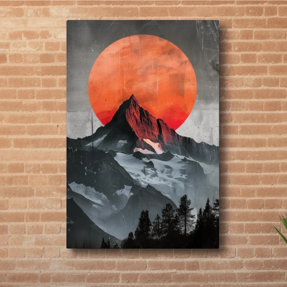 Surreal mountain glacier sunset artwork