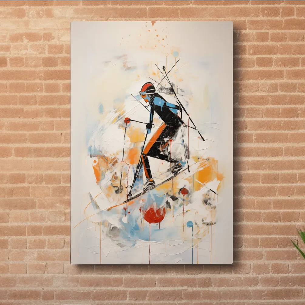 Abstract Ski Mountaineer Painting - Modern Winter Adventure Wall Art