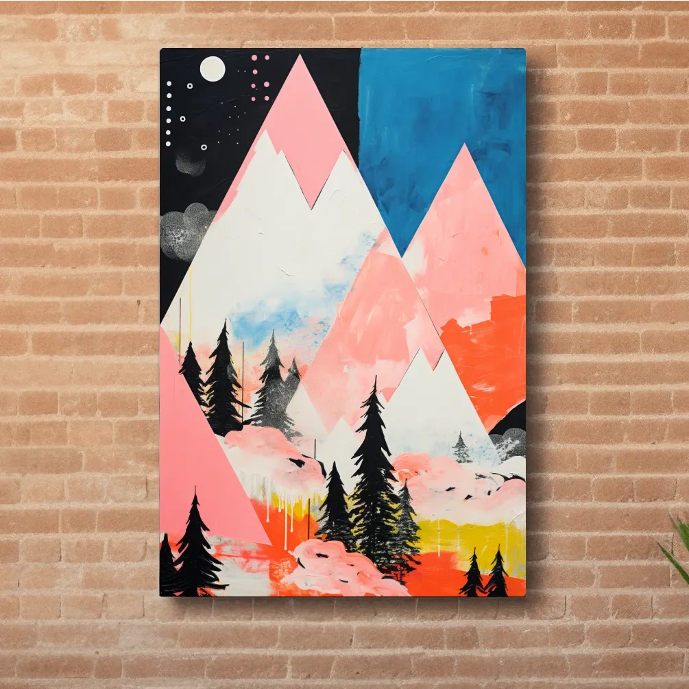 Simple geometric and abstract mountain painting