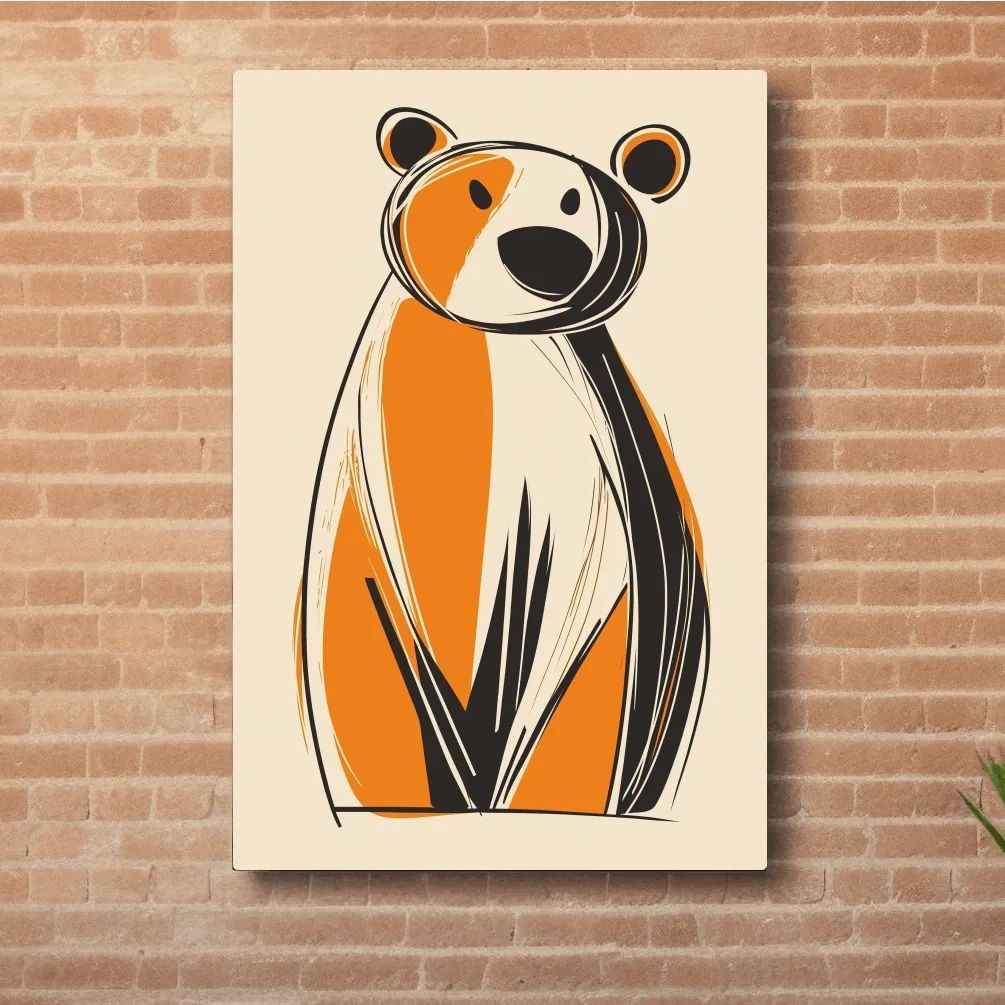 Fun caricature print of a cartoon bear