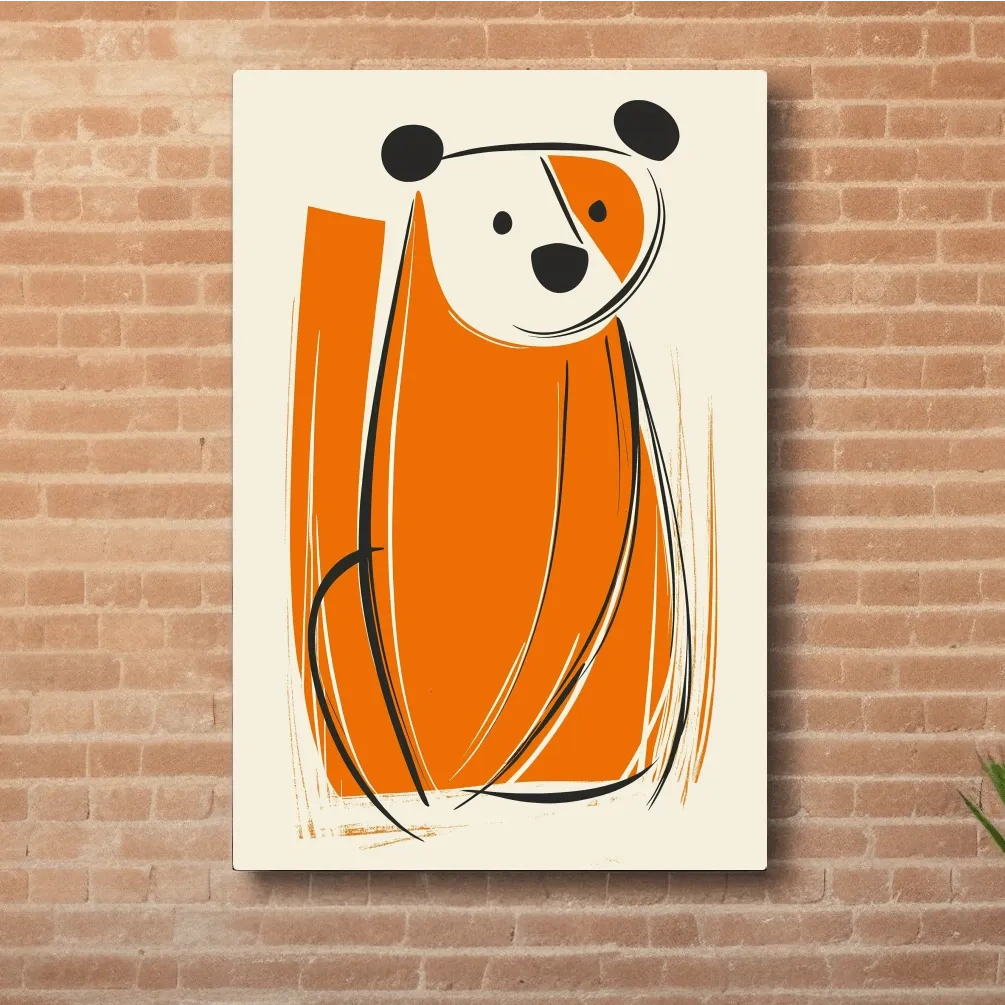 Caricature wall art illustration print of a curious cartoon bear