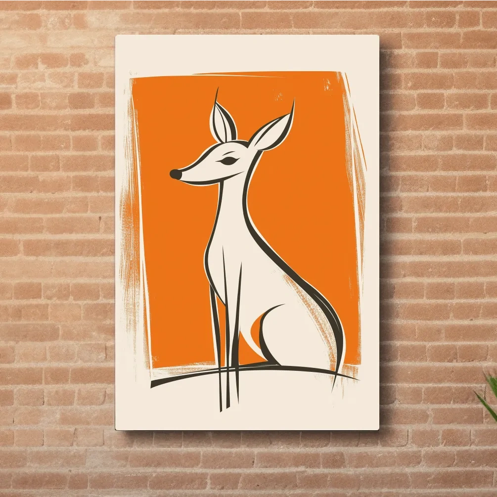 Stylized Deer Caricature Illustration - Mid Century Modern Wildlife Wall Art