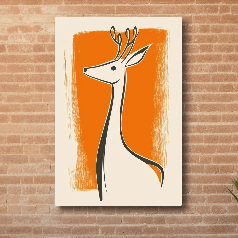 Minimalist Deer Caricature Illustration - Modern Wildlife Wall Art