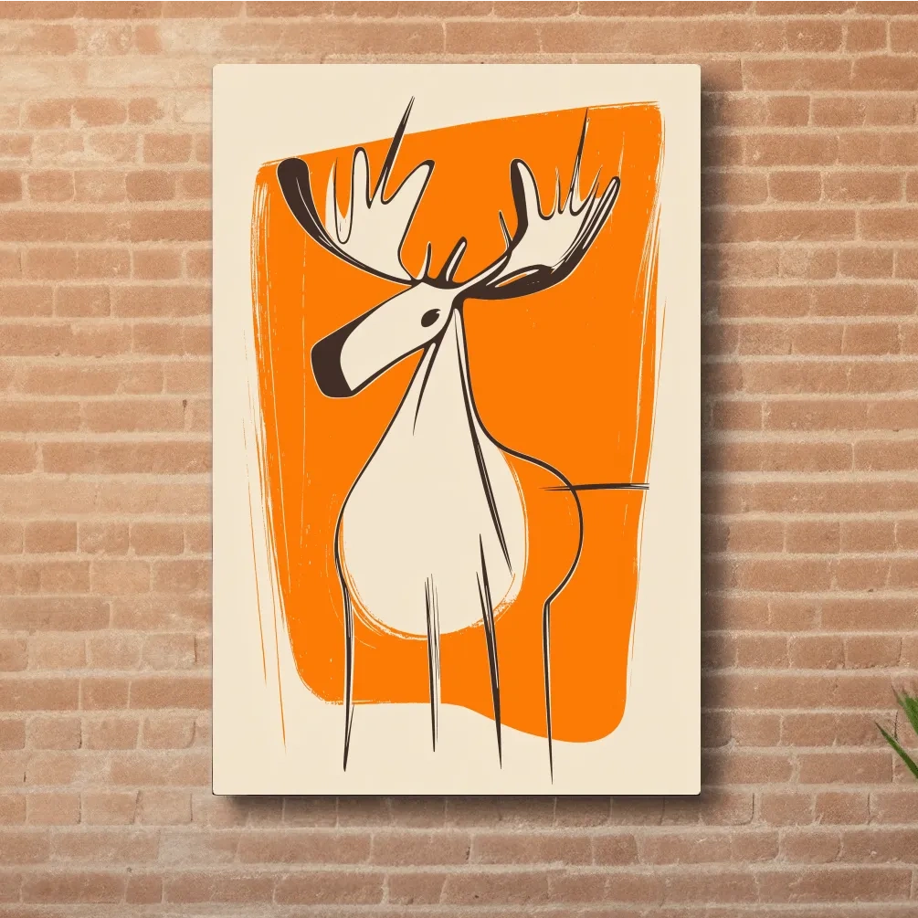 Fun caricature wall art illustration of a cartoon moose