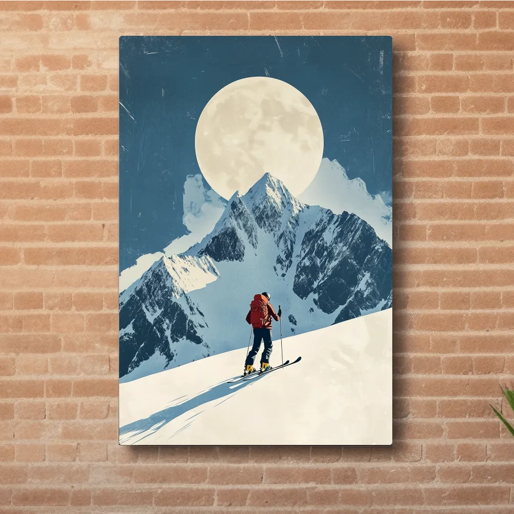 Retro style ski poster wall art