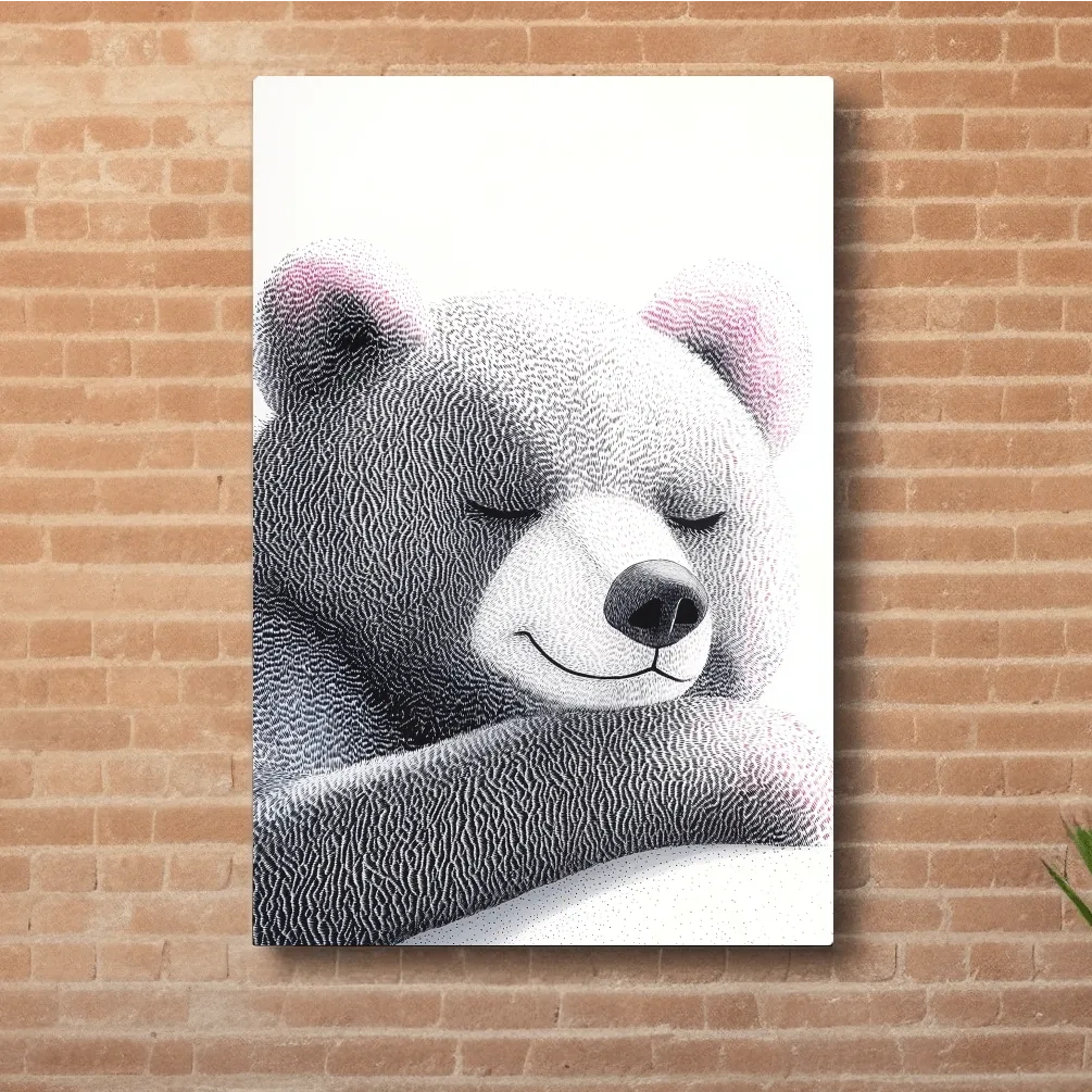 Cute Textured Teddy Bear Illustration - Minimalist Nursery Animal Wall Art
