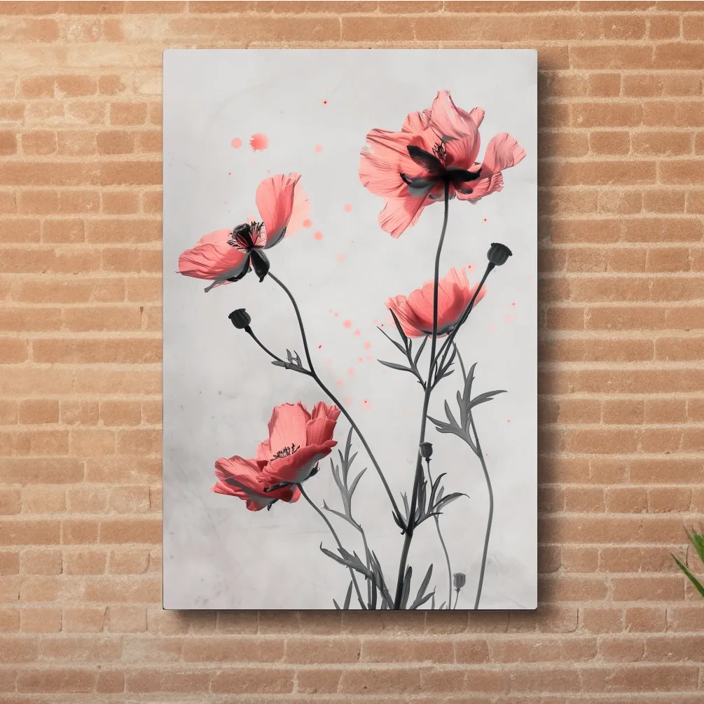 Pink flower artwork, minimal floral wall art