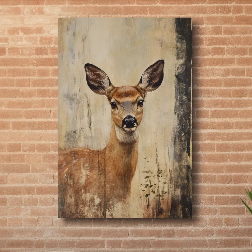 Rustic white tail deer painting artwork, textured effect
