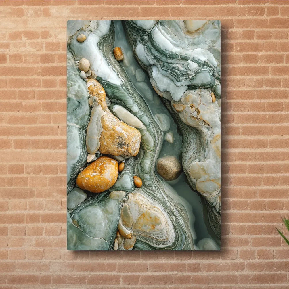 Natural stone and rock wall artwork, textured abstract flowing design