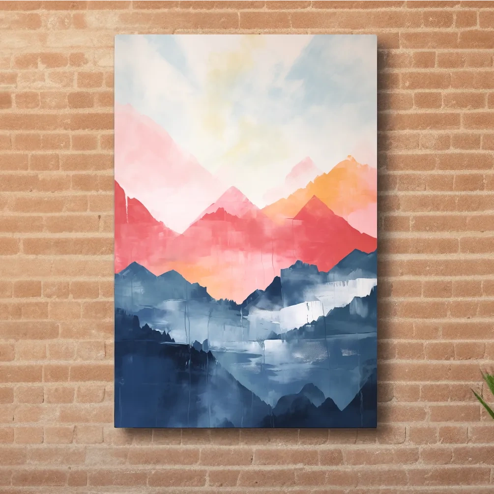 Colorful Abstract Mountain Sunrise Watercolor - Vibrant Pastel Landscape Wall Art