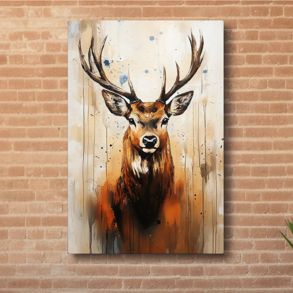 Impasto Style Deer Stag Portrait - Rustic Wildlife Wall Art