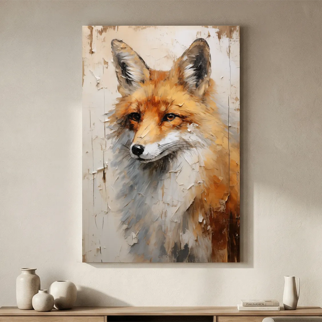 Fox Portrait Painting - Rustic Wildlife Wall Art Print