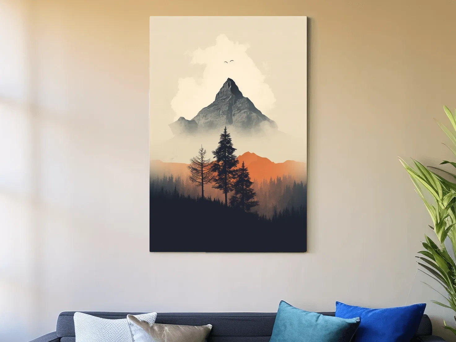 Minimal rustic mountain art