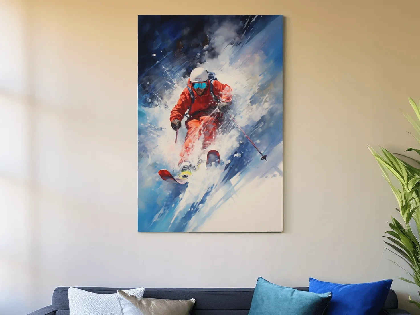 Powder Skier Dynamic Painting - Winter Sports Wall Art