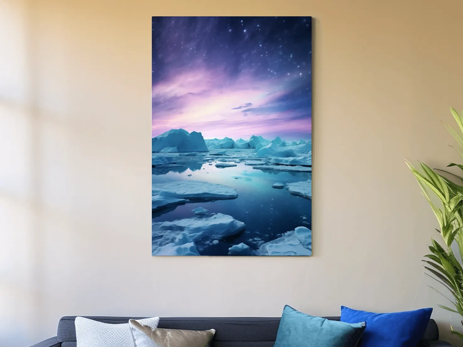 Ethereal Arctic Iceberg Aurora Sky - Dreamy Polar Northern Lights Wall Art