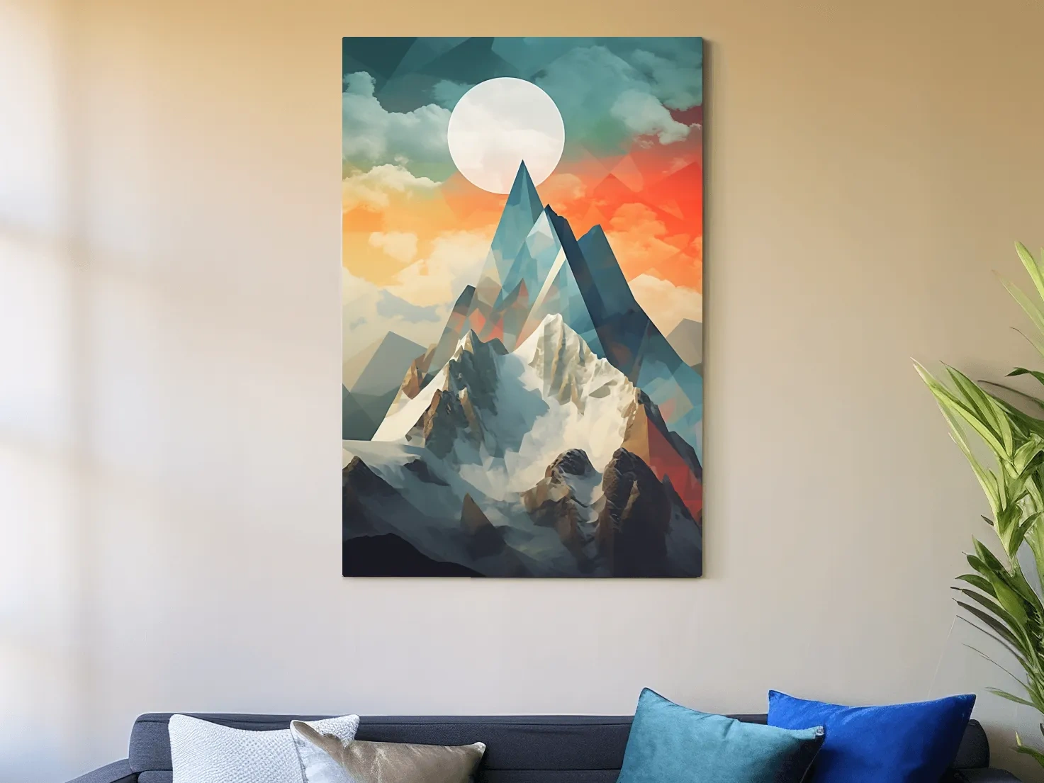 Suprematism Alpine Mountain Peak Sunrise - Abstract Landscape Wall Art