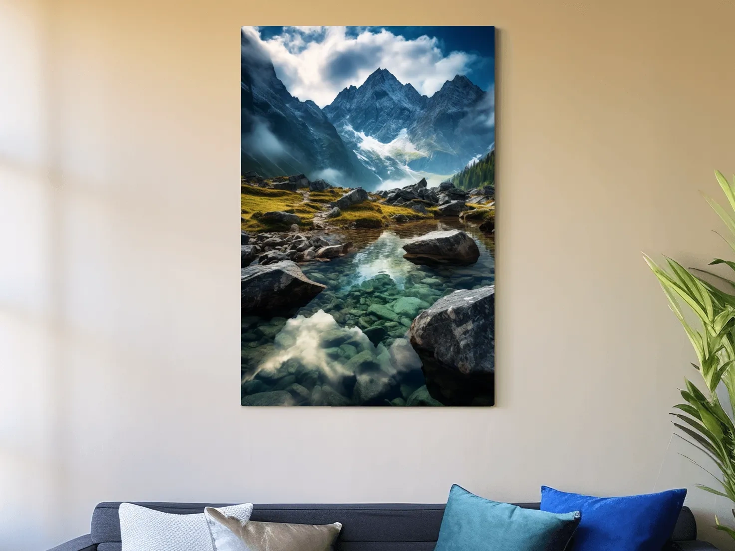 Moody Alpine Mountain Lake Reflection - Dramatic Landscape Photography Wall Art