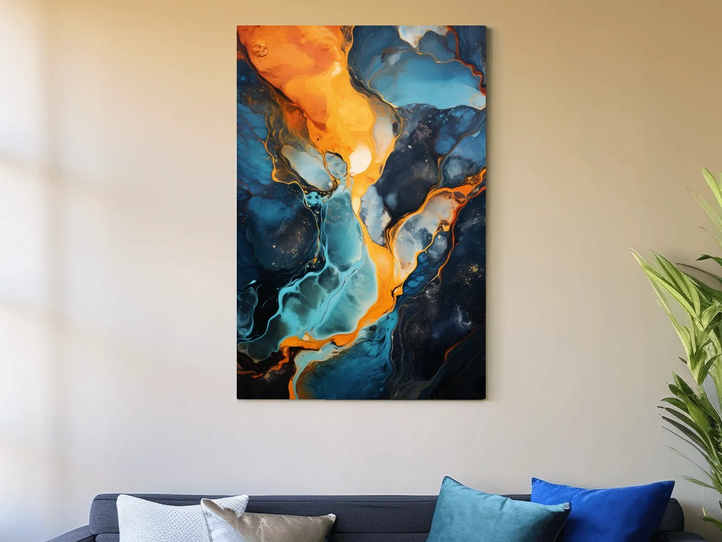 Vibrant Fluid River Abstract Painting - Alcohol Ink Style Wall Art