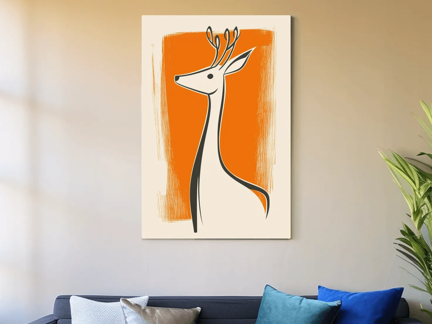 Minimalist Deer Caricature Illustration - Modern Wildlife Wall Art