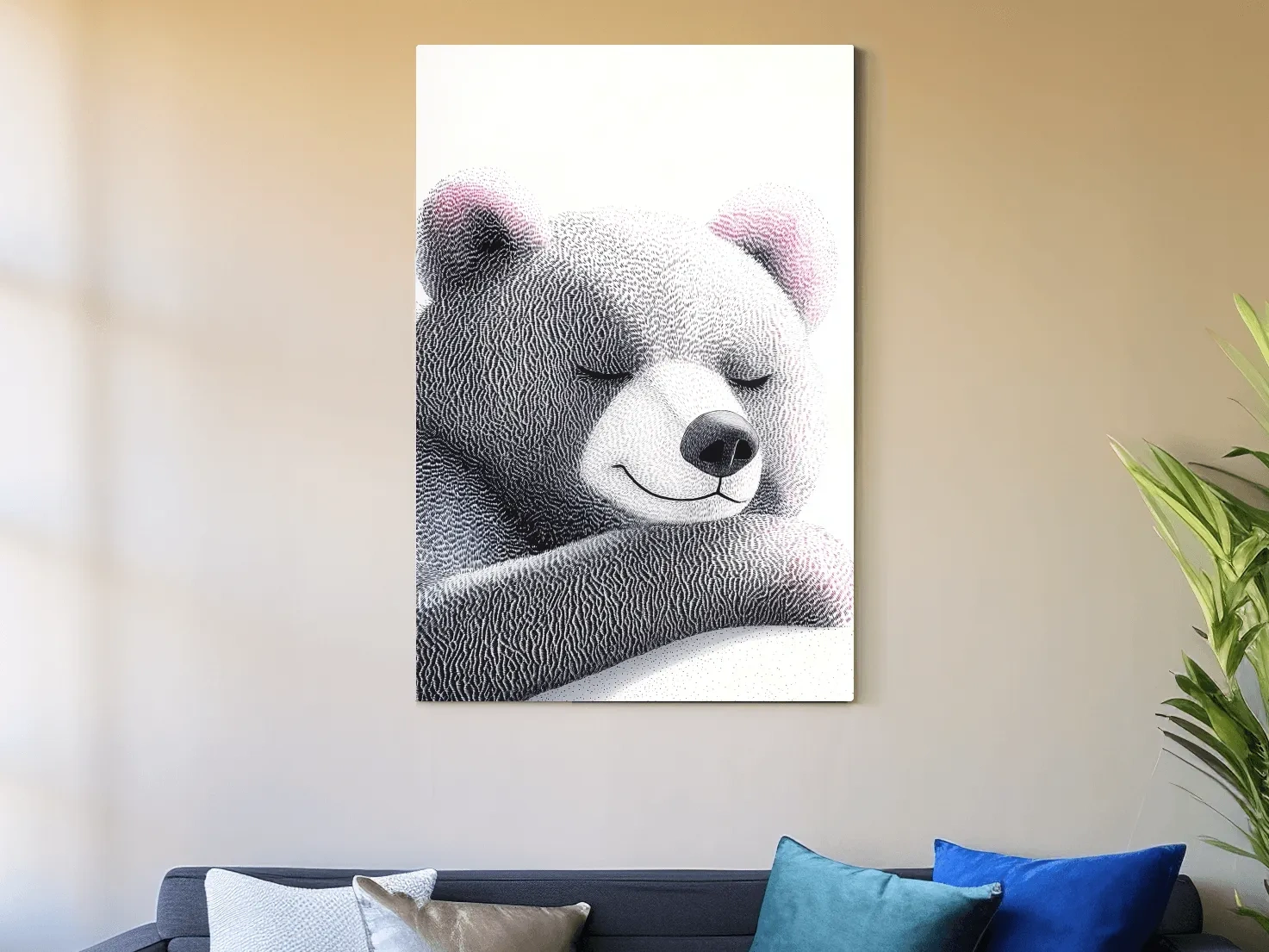 Cute Teddy Bear Illustration - Minimalist Nursery Animal Wall Art